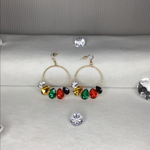 Gold, Black, Green Earrings